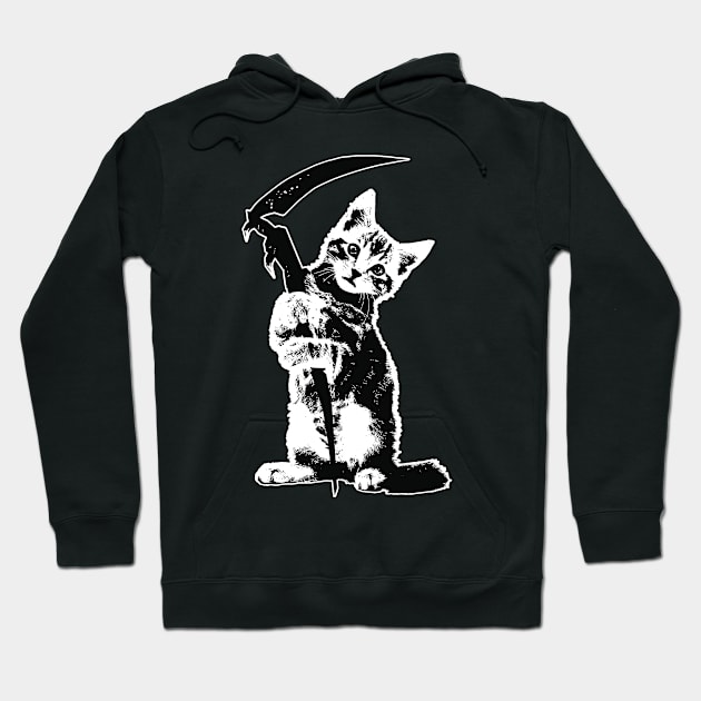 Super Cute Grim Reapurr Kitty, Death Cat, Funny Reaper Hoodie by RuftupDesigns